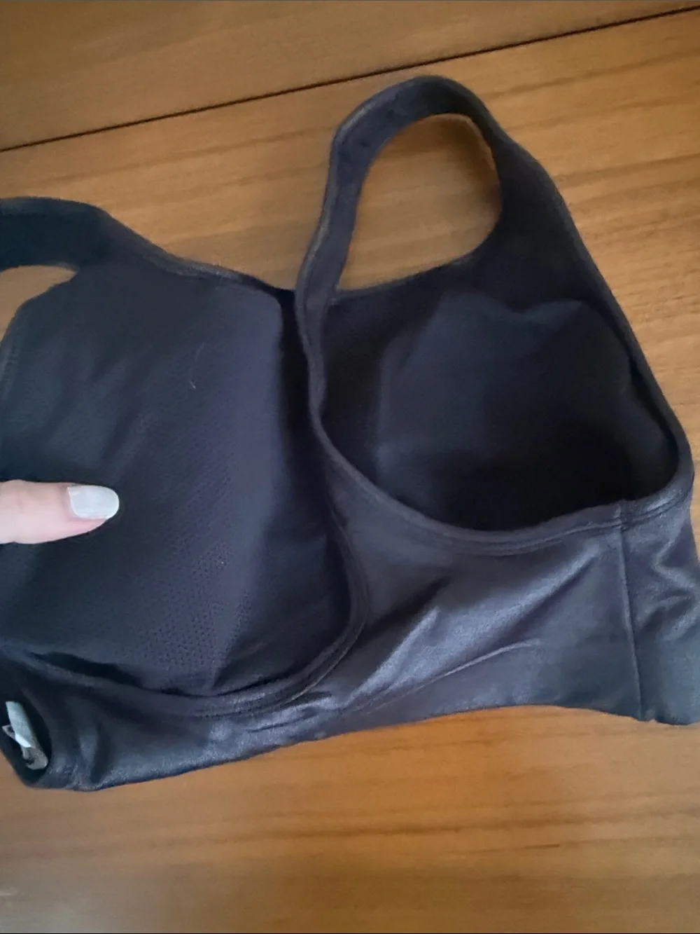 Nike Black Swim Crop Top with White Swoosh